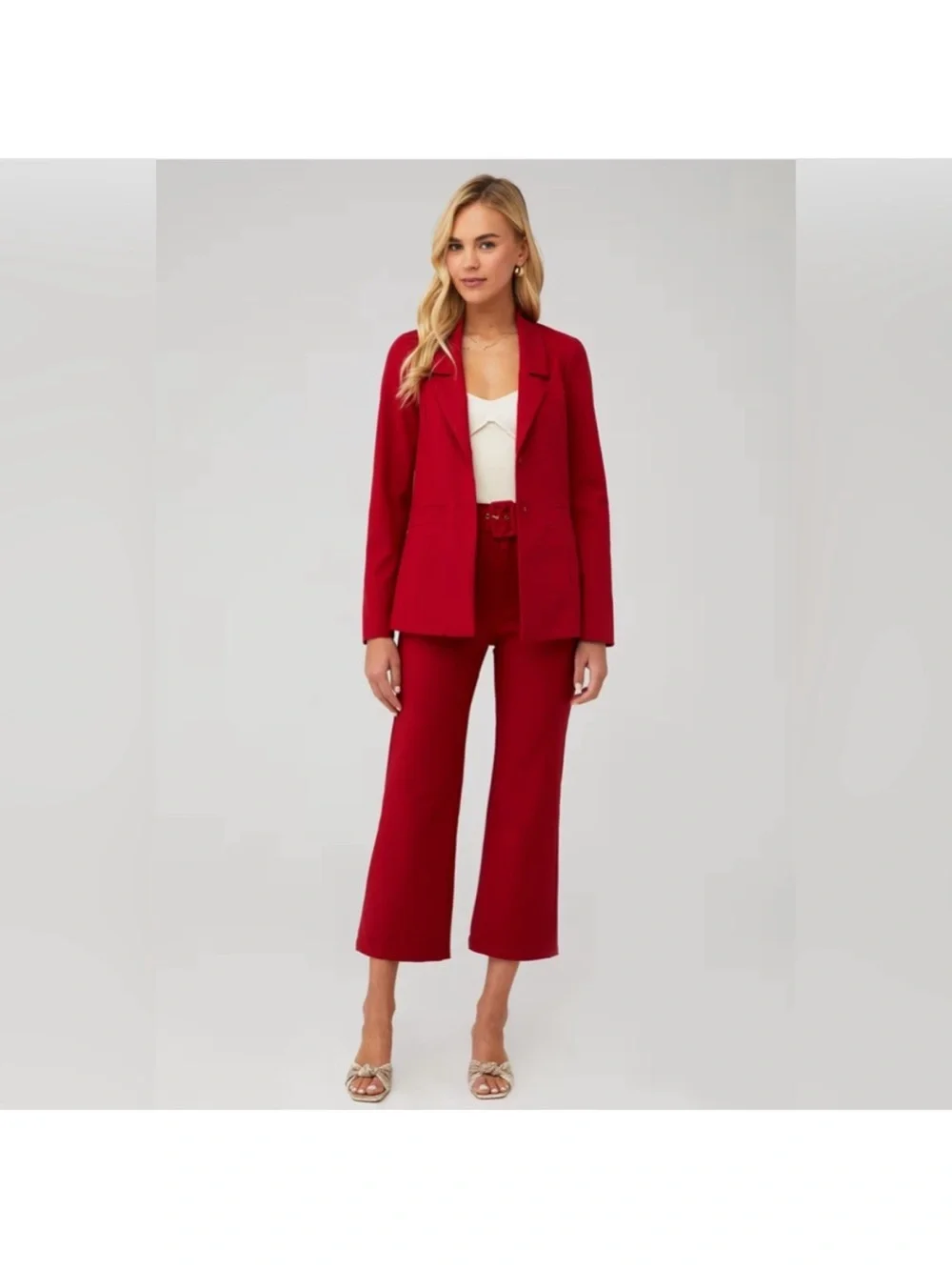 Women's Red Wide-Leg Trousers